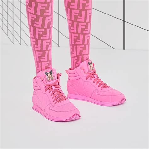 fendi pink sneakers|high top fendi sneakers.